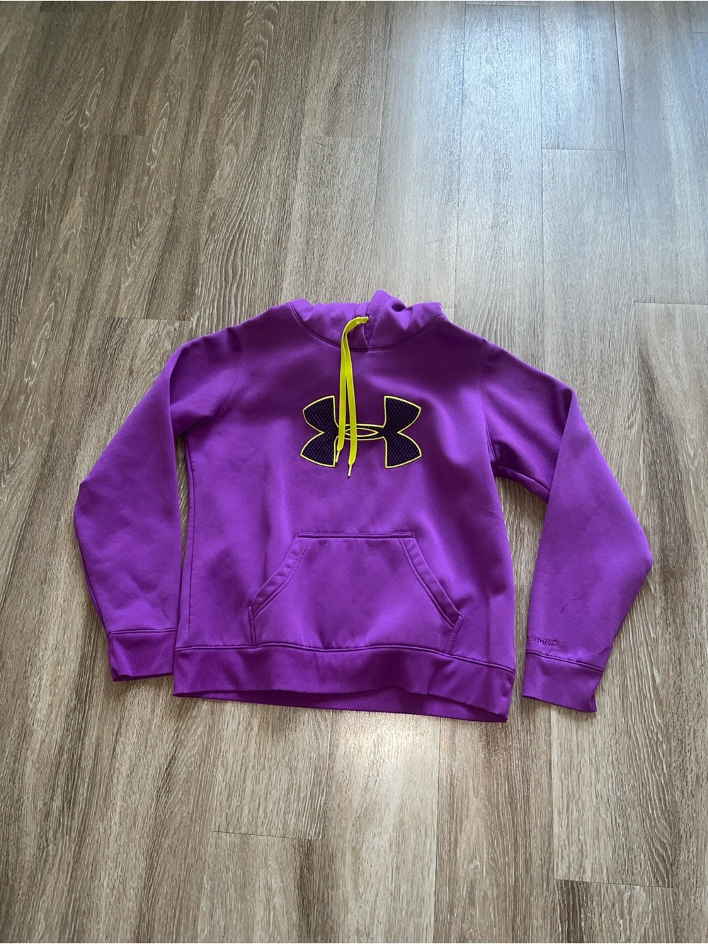 Under Armour Purple Hoodie with Yellow Drawstring